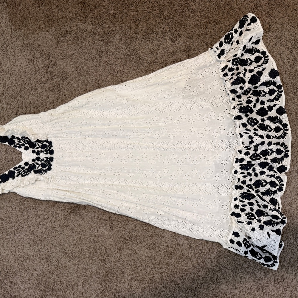 Elegant White and Navy Blue Dress